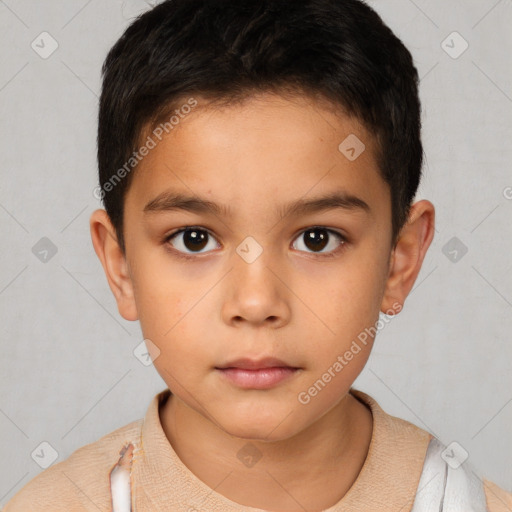 Neutral white child male with short  brown hair and brown eyes