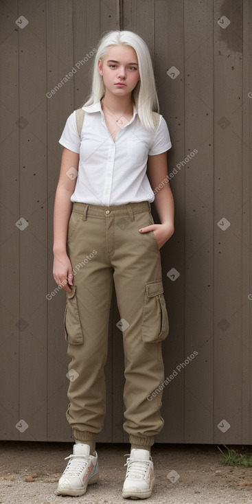 British teenager girl with  white hair