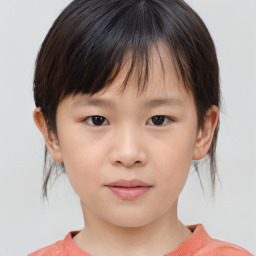 Neutral white child female with medium  brown hair and brown eyes
