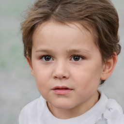 Neutral white child female with short  brown hair and brown eyes