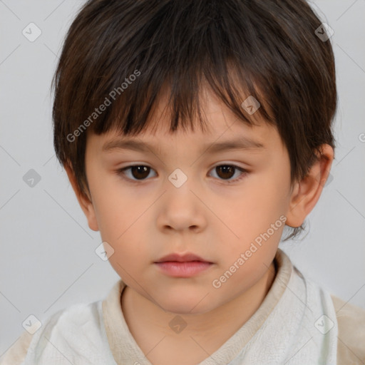 Neutral white child female with short  brown hair and brown eyes