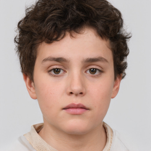 Neutral white child male with short  brown hair and brown eyes