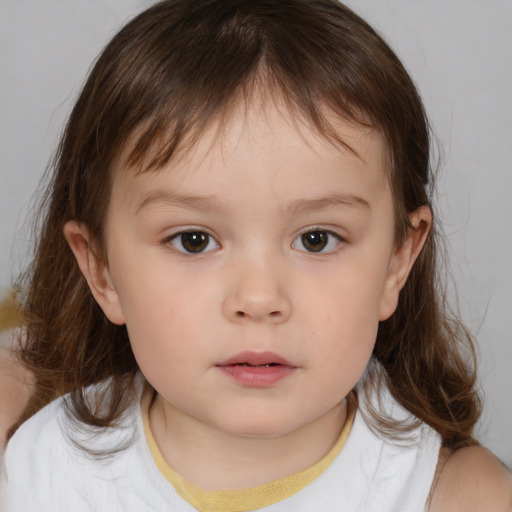 Neutral white child female with medium  brown hair and brown eyes