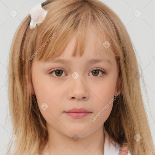 Neutral white child female with medium  brown hair and brown eyes