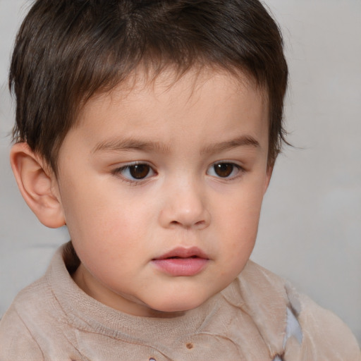 Neutral white child male with short  brown hair and brown eyes