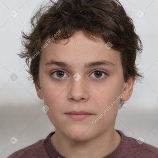 Neutral white child male with short  brown hair and brown eyes