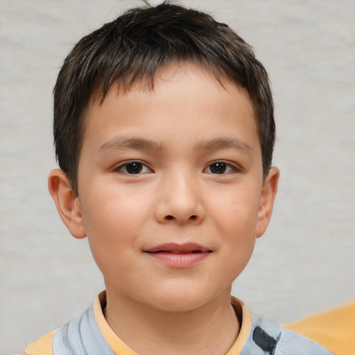 Neutral white child male with short  brown hair and brown eyes