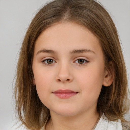 Neutral white child female with medium  brown hair and brown eyes