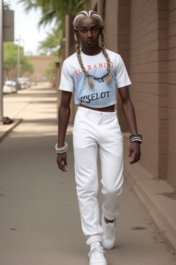 Sudanese teenager boy with  white hair