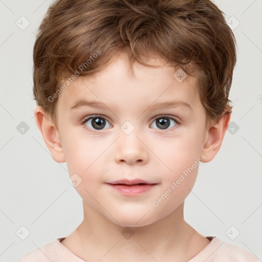 Neutral white child male with short  brown hair and brown eyes