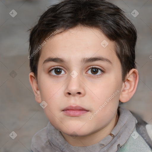 Neutral white child male with short  brown hair and brown eyes