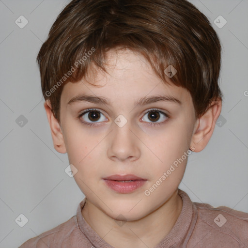 Neutral white child male with short  brown hair and brown eyes