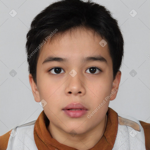 Neutral asian young-adult male with short  brown hair and brown eyes