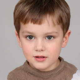 Neutral white child male with short  brown hair and brown eyes