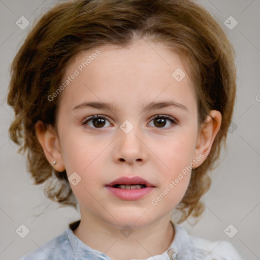 Neutral white child female with medium  brown hair and brown eyes