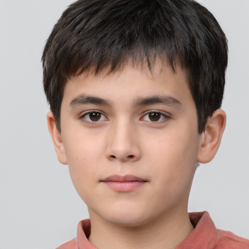 Neutral white child male with short  brown hair and brown eyes