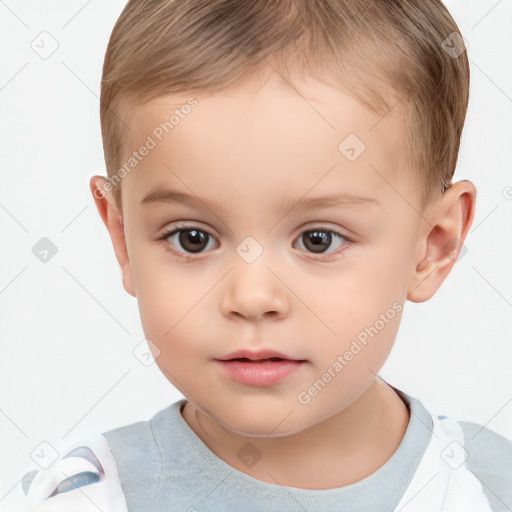 Neutral white child male with short  brown hair and brown eyes