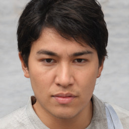 Neutral asian young-adult male with short  brown hair and brown eyes