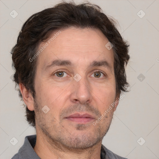 Neutral white adult male with short  brown hair and brown eyes