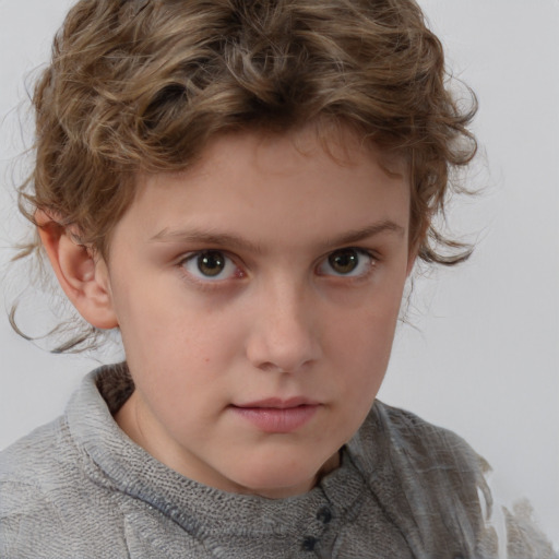 Neutral white child male with medium  brown hair and brown eyes