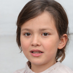 Neutral white child female with medium  brown hair and brown eyes