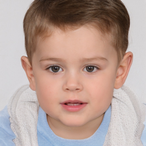 Neutral white child male with short  brown hair and brown eyes