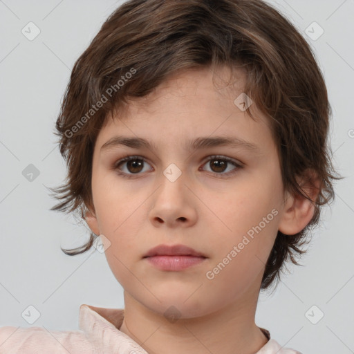 Neutral white child female with medium  brown hair and brown eyes