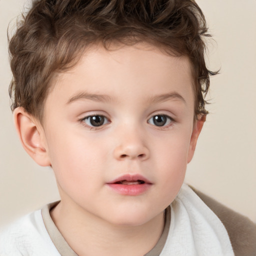 Neutral white child male with short  brown hair and brown eyes