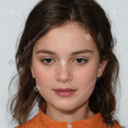 Neutral white child female with medium  brown hair and brown eyes