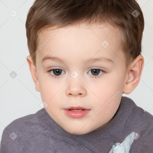 Neutral white child male with short  brown hair and brown eyes