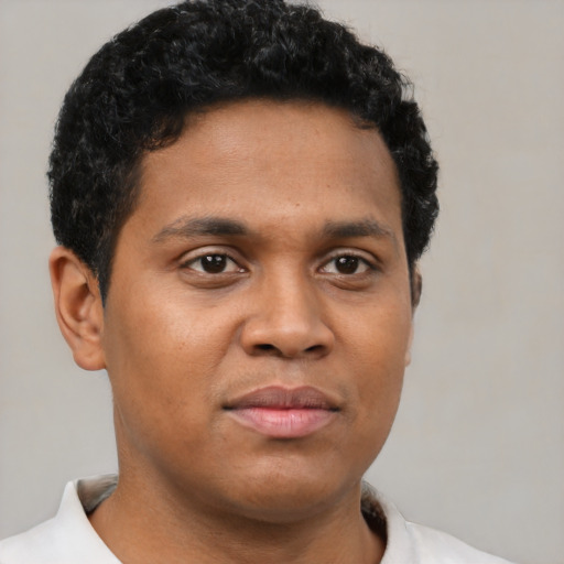 Neutral latino young-adult male with short  brown hair and brown eyes