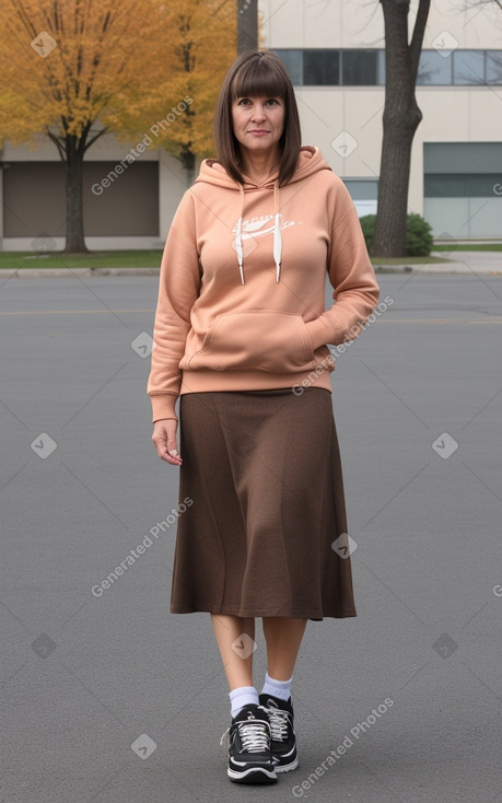 Canadian middle-aged female with  brown hair