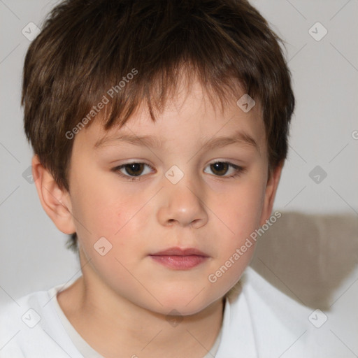 Neutral white child male with short  brown hair and brown eyes