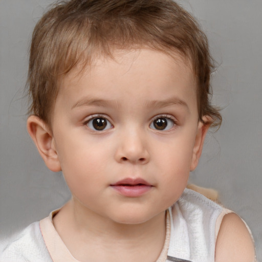 Neutral white child male with medium  brown hair and brown eyes