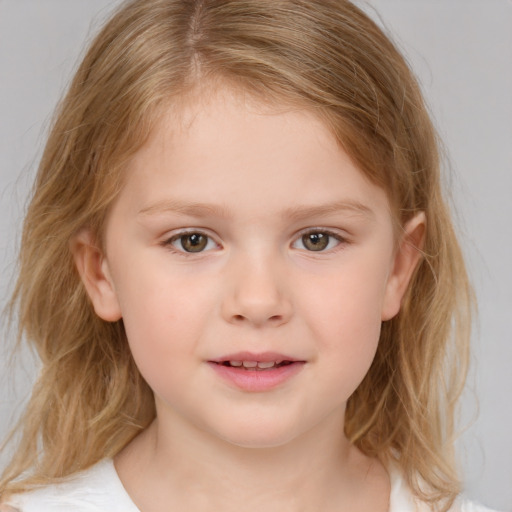 Neutral white child female with medium  brown hair and brown eyes