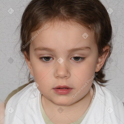 Neutral white child female with medium  brown hair and brown eyes