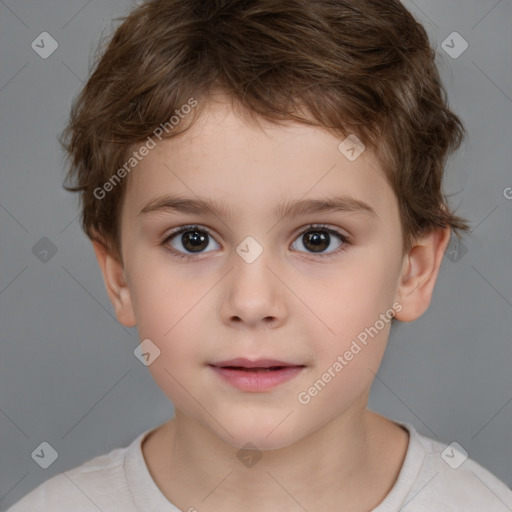 Neutral white child male with short  brown hair and brown eyes