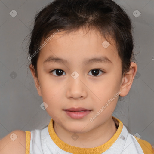 Neutral white child female with short  brown hair and brown eyes