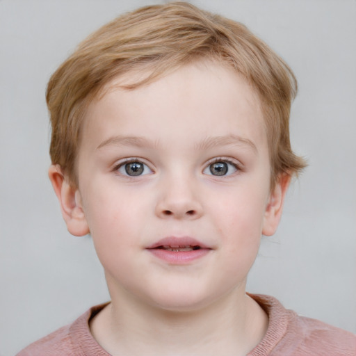 Neutral white child female with short  brown hair and blue eyes