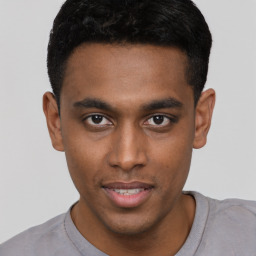 Neutral black young-adult male with short  brown hair and brown eyes