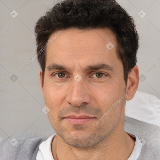 Neutral white adult male with short  brown hair and brown eyes