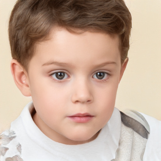 Neutral white child male with short  brown hair and brown eyes