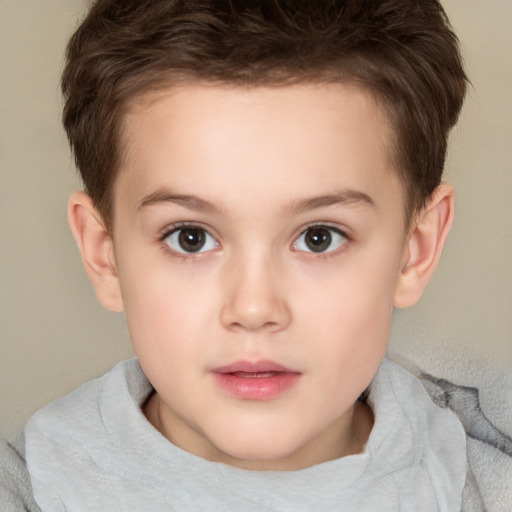 Neutral white child female with short  brown hair and brown eyes