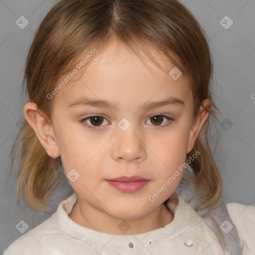 Neutral white child female with medium  brown hair and brown eyes