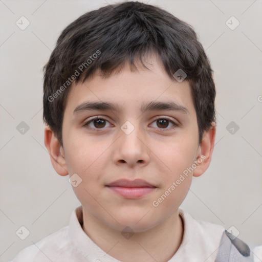 Neutral white child male with short  brown hair and brown eyes