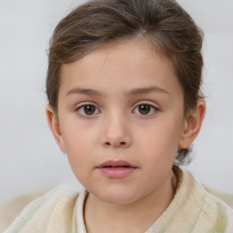 Neutral white child female with short  brown hair and brown eyes