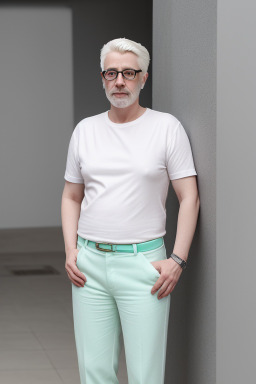 Middle-aged non-binary with  white hair