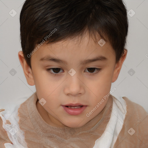 Neutral white child male with short  brown hair and brown eyes