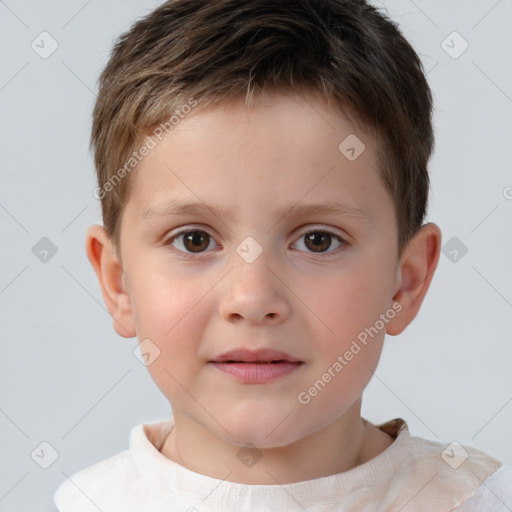 Neutral white child male with short  brown hair and brown eyes