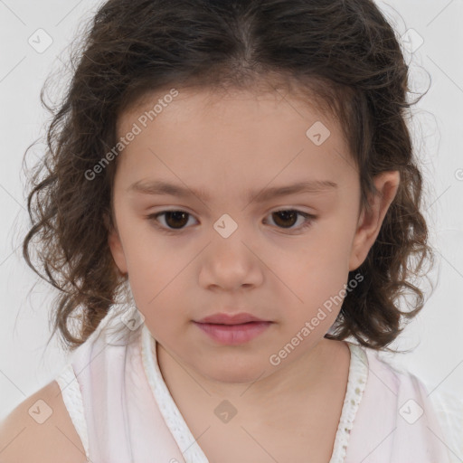 Neutral white child female with medium  brown hair and brown eyes